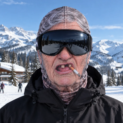 Masque de ski Papy Poudreuse visage Mamie Rebelle
