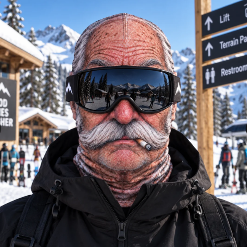 Masque de ski Papy Poudreuse visage Papy Moustache